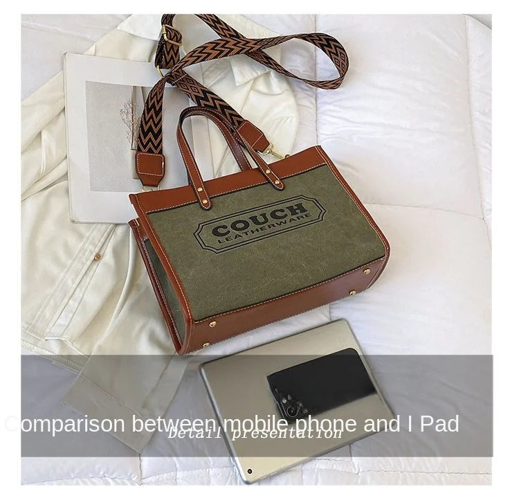 Canvas handbags women's 2023 new fashion all-match tote bag style large capacity shoulder messenger bag for woman