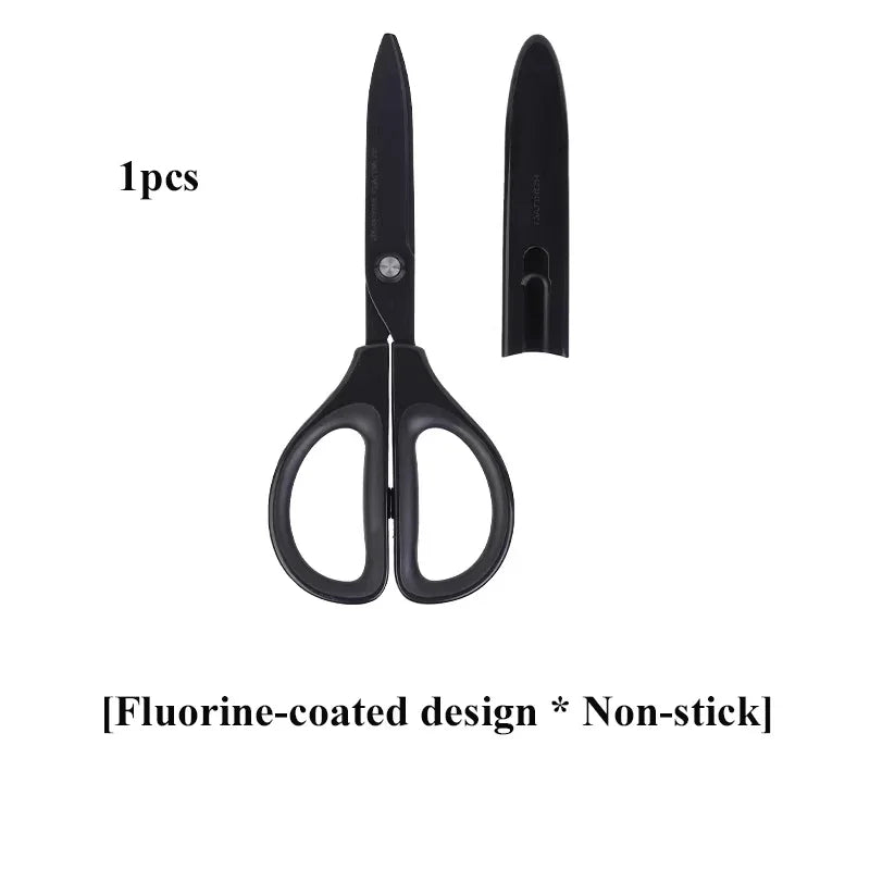 KOKUYO SAXA Curved Scissors for Effortless Cutting Non-stick Fluorine/Titanium Coated Safety Round Tip Portable Safe Craft Tools