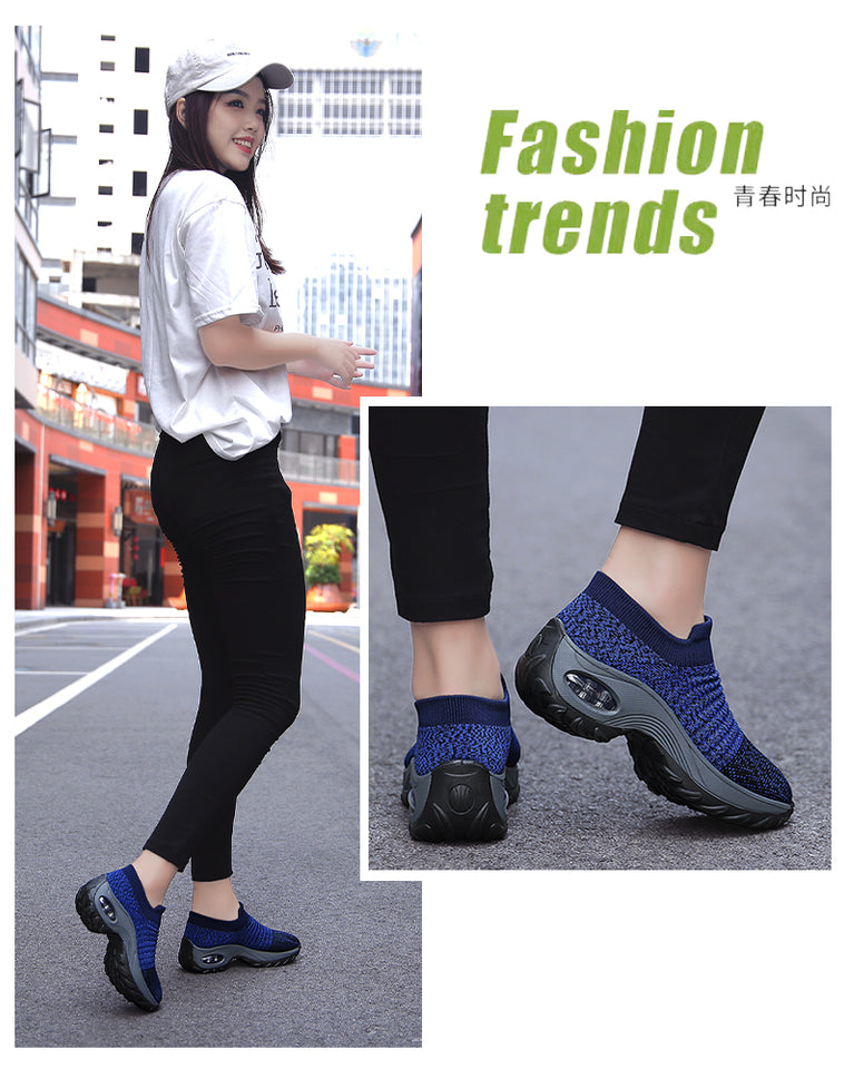Women Sneakers Fashion Black Sports Casual Shoes Breathable Mesh Lightweight Air Cushion Non-Slip Running Shoe Zapatillas