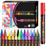 12/18/24 Vibrant Acrylic Marker Set, Medium Tip (2-3mm) Suitable for Rock Painting, Black Paper, and Skateboard Decoration