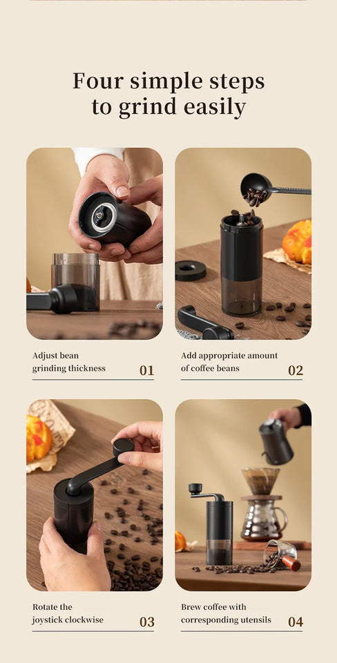 Manual Coffee Grinder Machine Grinding Home Outdoors Travel Hand Crank Portable Coffee Grinder Adjustable Bean Grinder withbrush