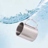 Stainless Steel Mountaineering Water Cup Button Coffee Camping Mug with Carabiner Handle Climbing Hiking Backpacking Travel Cups
