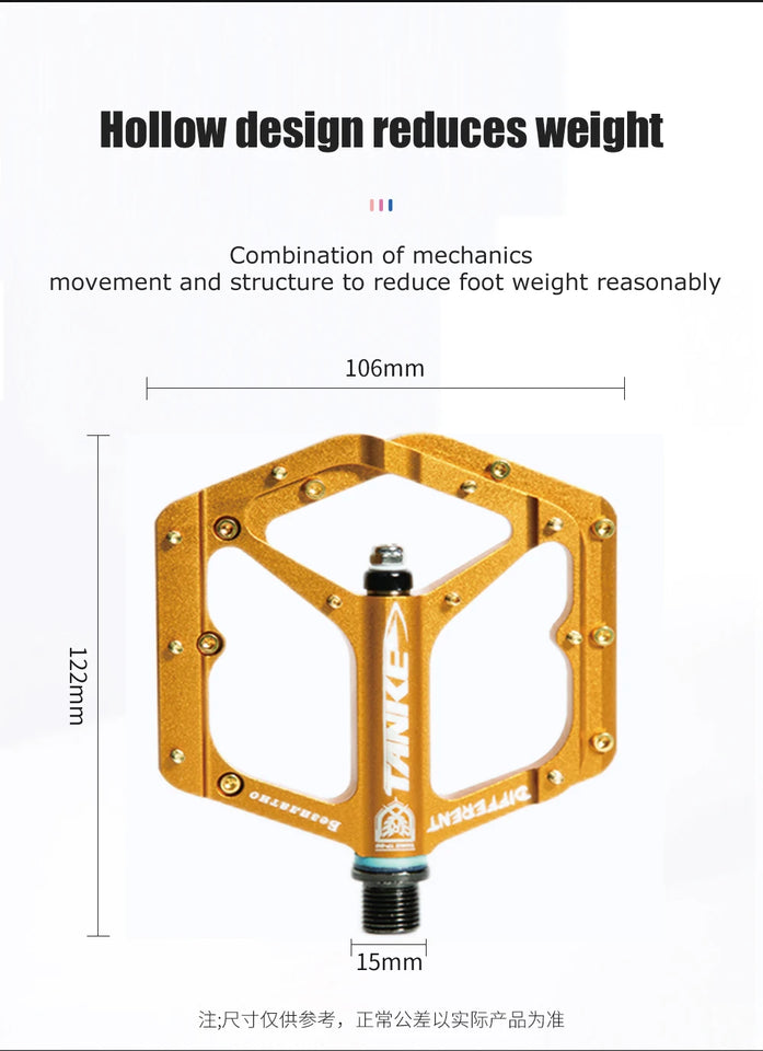 TANKE MTB Pedals Lightweight Aluminum Alloy Non-slip Bicycle Pedal (10 Non-Slip Pins/Side)with Grease&Bearing Bike pedal TP-50