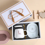 A1 55℃ Smart Heated Coffee Mug Set with Warmer Pad, Auto Keep Warm, Cute Design, Perfect Gift for Office Workers, All-Season Use