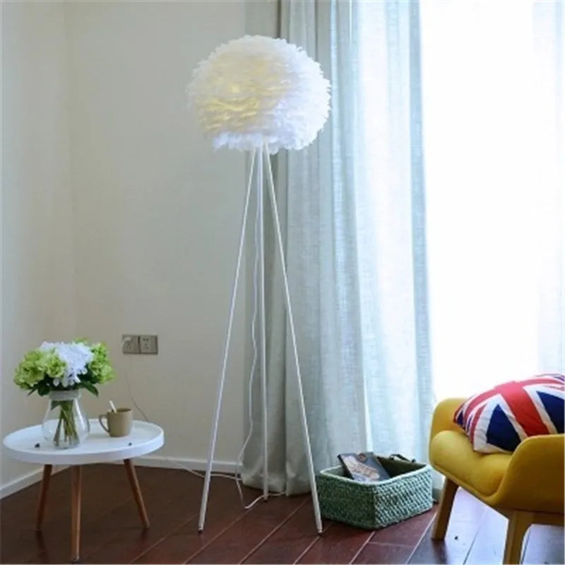 Modern Floor lamp for Living room Studio Bedroom Girl room feather lamp tripod minimal Gold floor table lamp