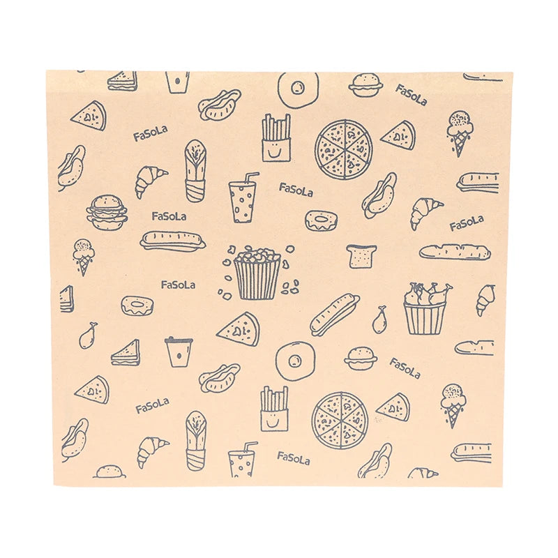 50Pcs Greaseproof Paper Bag, Kraft Paper Bag Food Wrapping Bag Disposable Packaging Baking Paper Plate Mat Kitchen Accessories