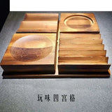 Creative Jiugongge Molecular Cuisine Western Restaurant Plate Dessert Wooden Tableware Restaurant Dim Sum Plate Barbecue Plate