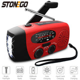 STONEGO Emergency Radio Solar Power Hand Crank Radio Global Receiver High Quality LED Torch Reading Light SOS Alarm 2000mAh