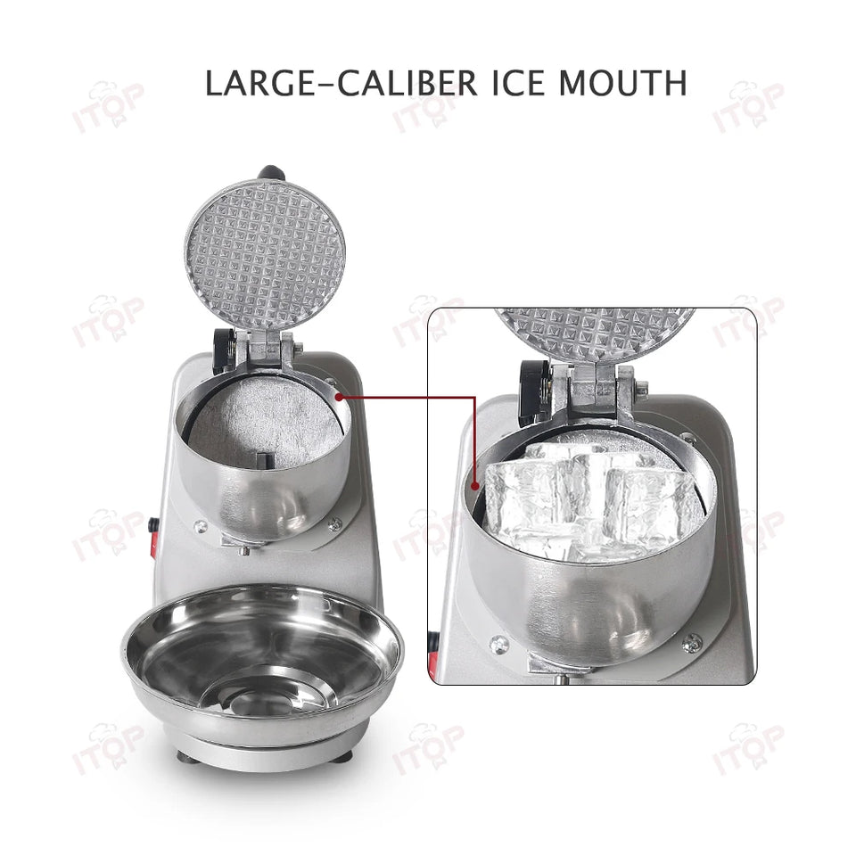 ITOP Ice Crusher Small Commercial Ice Shaver Stainless Steel Shaved Ice Machine Snow Cone Maker
