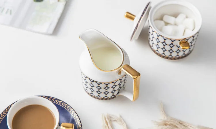 Nordic Ins Bone China Coffee Cup Golden Handle Coffee Pot Ceramic High Grade Milk Tea Pot Creative Afternoon Tea Black Tea Cup