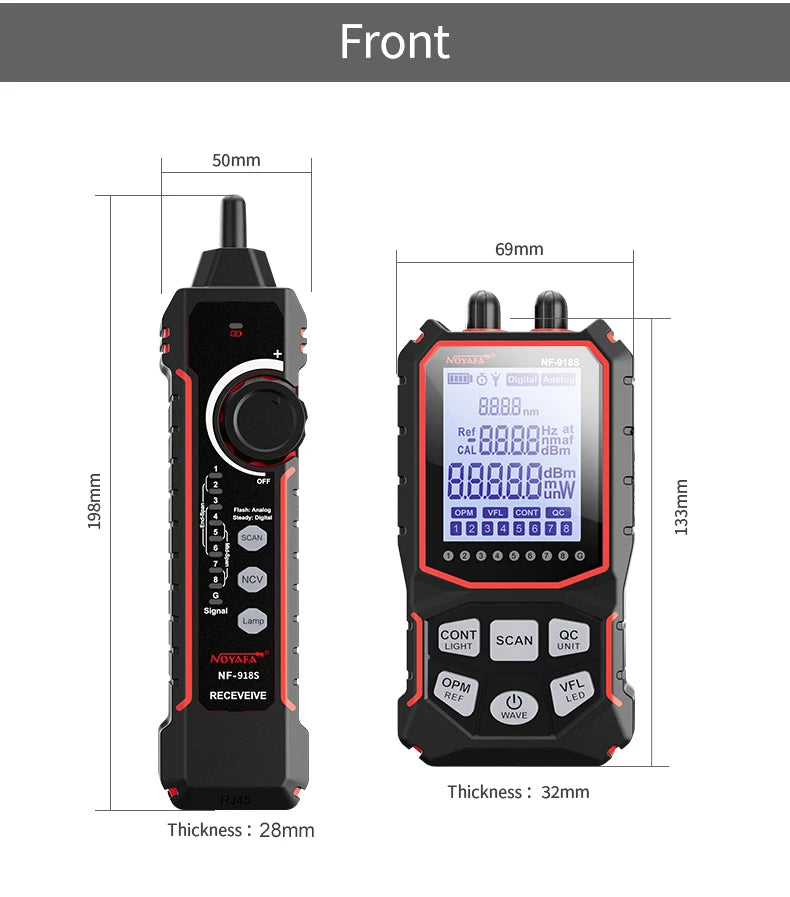 NOYAFA NF-918S Network Cable Tester Red Light Pen Wire Tracer with Optical Power Meter POE Check Wiremap Crimp Test Line Finder