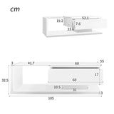 Rosahqnda coffee table side tables coffee table tables with glass and LED effect, high gloss white