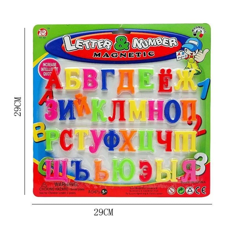 Colorful and Odorless Magnetic Letters in 4cm Uppercase Russian Alphabet for Infant Early Education