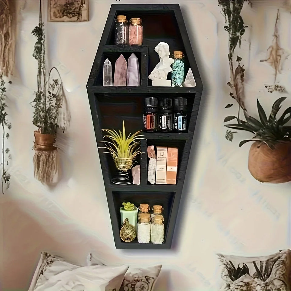 A Wooden Coffin Rack Basket Suitable For Crystal Display, With Gothic Wall Decoration, Suitable For gift,Suitable for decorating