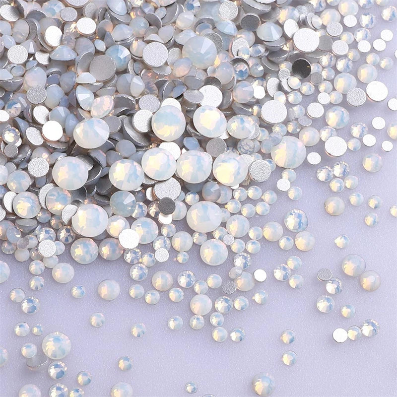 1440Pcs Mix Size Glass Flatback Rhinestone Glitter Crystal AB Round Diamond Non Hotfix Glue On Stone for DIY Nail Art Decoration