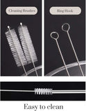 Set of 4 Reusable Metal Straws, 10.5'' Long Stainless Steel Straw with Cleaning Brushes and Case, Drinking for 30 oz and 20 oz T