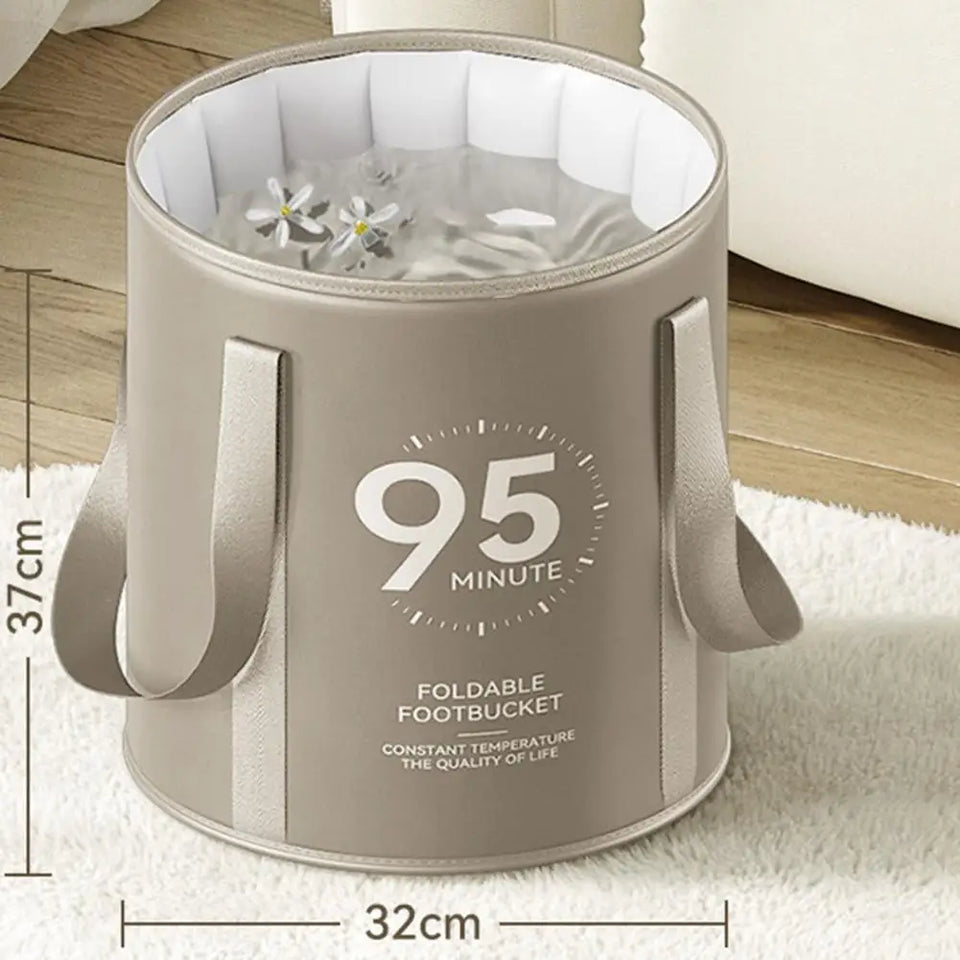 Portable Collapsible Foot Bath Tub Waterproof PVC Insulated Foot Bath Bag 37cm Travel Foot Spa Soaking Feet Foot Bath Bucket