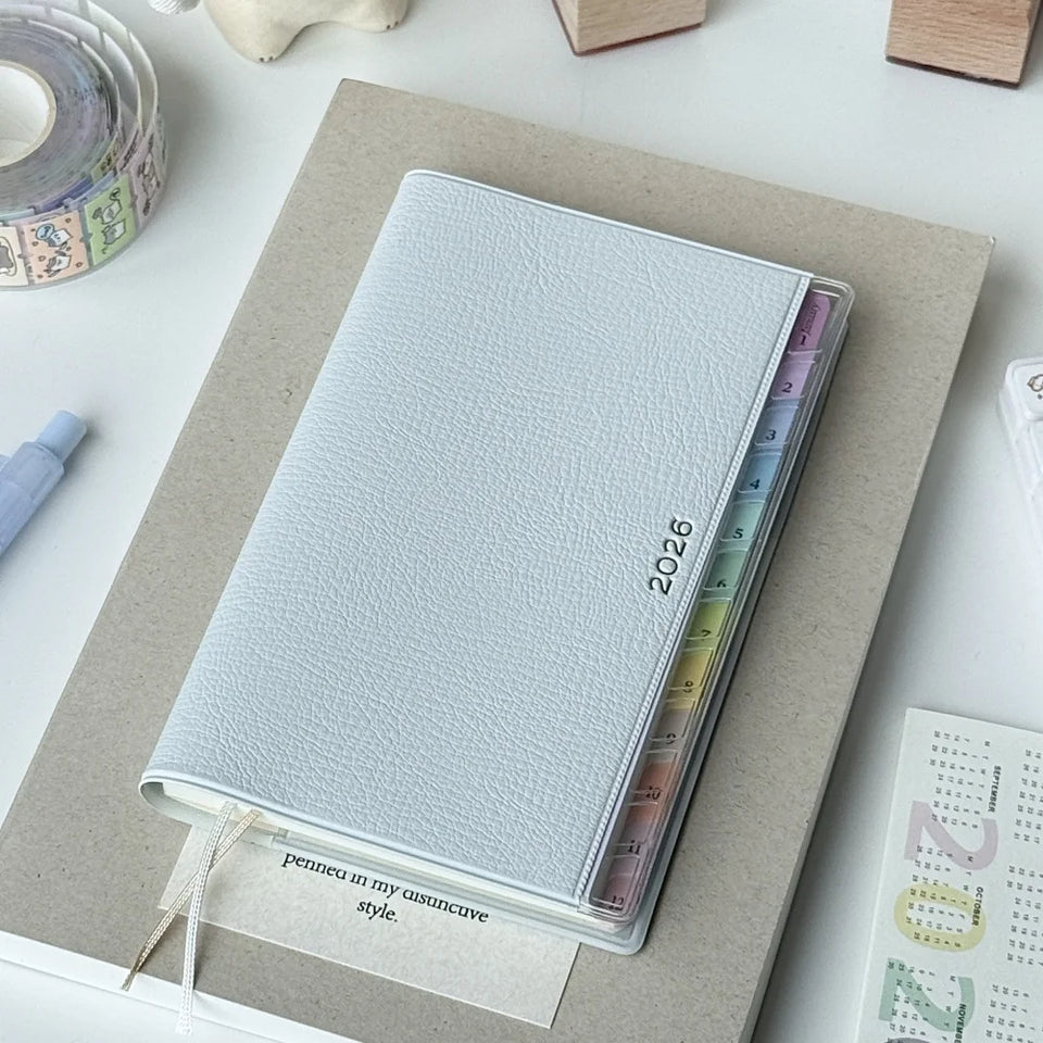 Calendar Notebook Diary  Planner With Rainbow Index Cortical Schedule Handbook High Value Monthly Weekly Plan Work Notes
