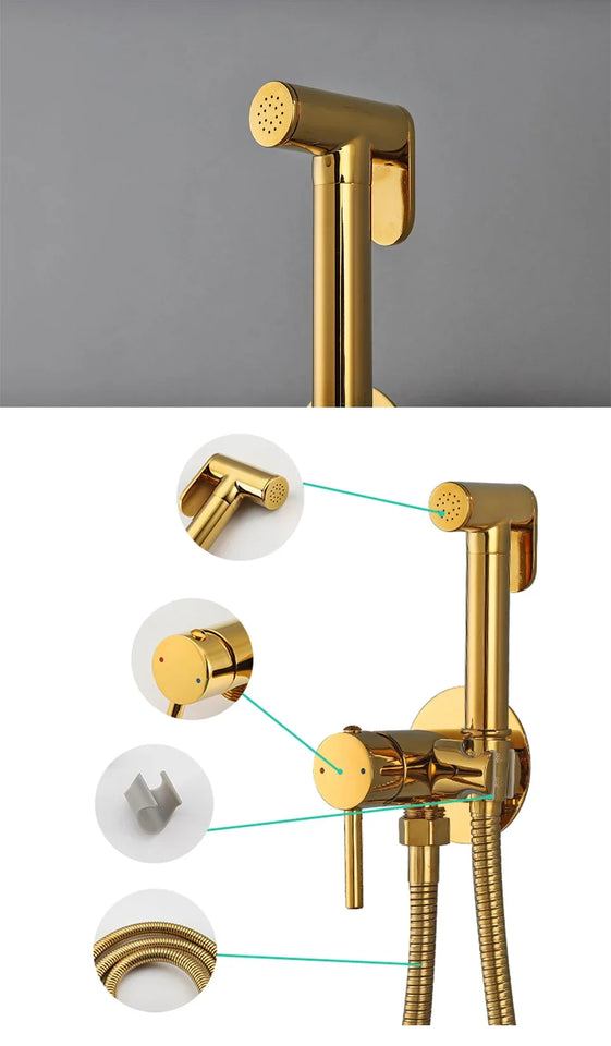 ULA Brass Bidet Faucet Black Toilet Faucet Handheld Toilet Bidet Sprayer Set Hygienic Shower Hot Cold Water Mixer Shower Head