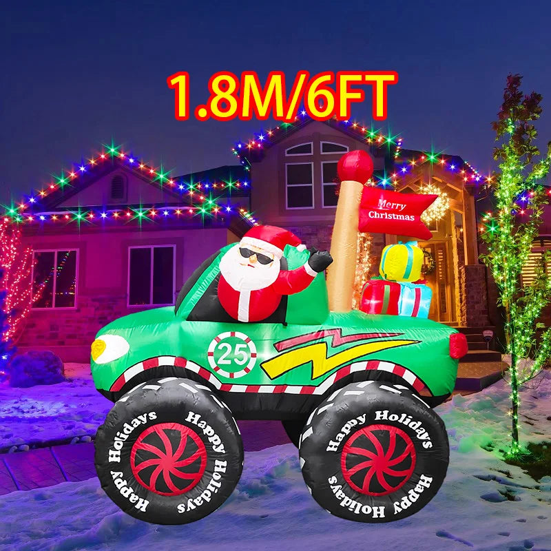 Inflatable Toys Christmas Style Vehicles Decorations Model Built-in LEDs Party New Year Outdoor Ornament Xmas Garden Decor Props