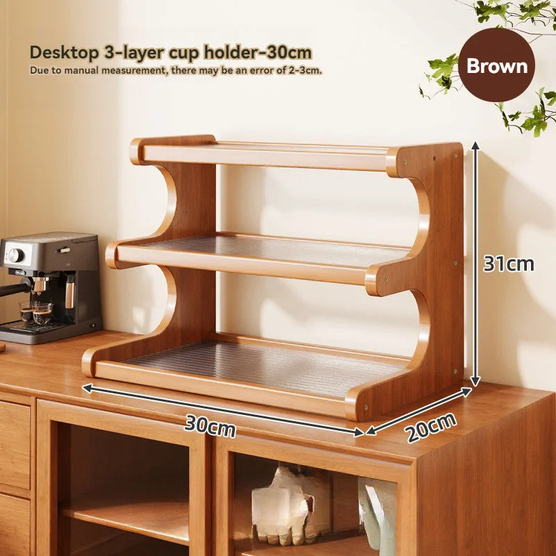 Bamboo Desktop Storage Rack Cup Dish Stationery Holder Books Shelf Bookcases Multi-layer Desk Organizer Office Home Supplies