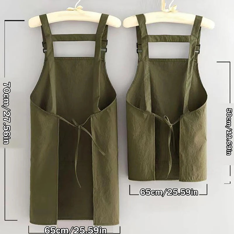 【Peace】Household Canvas Apron Oil-proof Can Wipe Hands Kitchen CookingMen Women Adult With Tool Pocket Fashion Coffee Over Apron