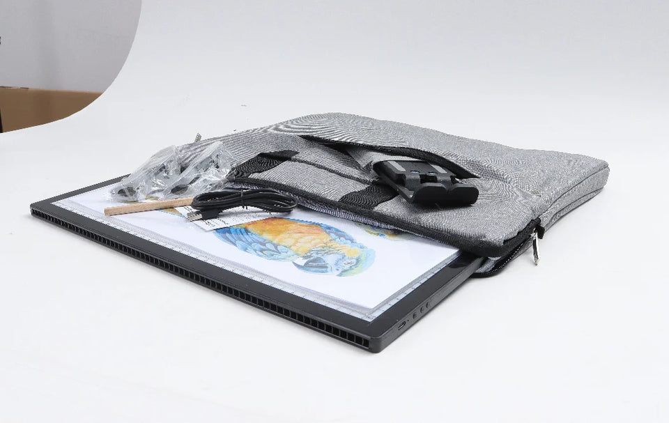A3 Rechargeable Light Pad With Bottom Bracket, Clip and bag,3000 MAh Battery Powered Light Box For Diamond Painting,Sketching