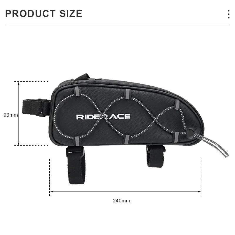 RIDERACE Bicycle Top Tube Bag Portable PU Rainproof Waterproof MTB Gravel Bike Handlebar Front Bag Road Cycling Accessories