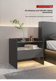 Modern Simple Bedroom Furniture Wooden Glass Bedside Table Storage Side Cabinet