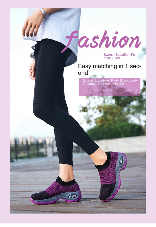 Women Sneakers Fashion Black Sports Casual Shoes Breathable Mesh Lightweight Air Cushion Non-Slip Running Shoe Zapatillas
