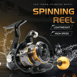 HM NEW Fishing Reel Spinning Reel Metal Reel Cup 10KG Max Drag Power Spinning Wheel High Speed Adapt to Any Water Body