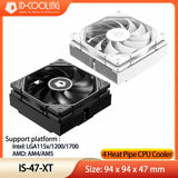 ID-COOLING IS-47 XT 4 HeatPipes CPU Processor Air Cooler 92mm PWM Cooling Fan ITX Radiator for Intel LAG1700/1200/115X AM4/AM5