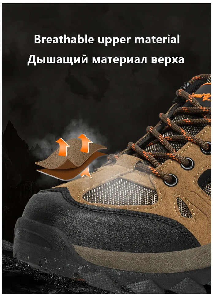 Spring Casual Shoes Men Breathable Comfortable Lace Up Walking Shoes Autumn Classic Outdoor Sneakers Thick-Soled Hiking Shoes