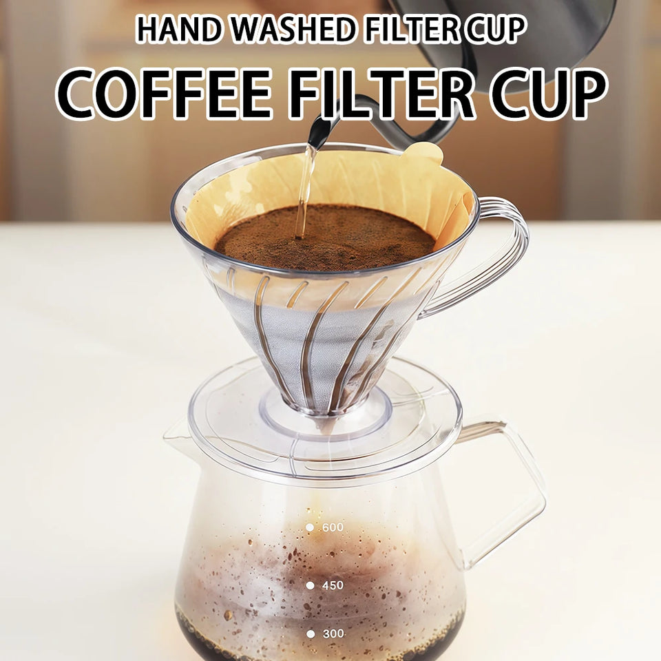 Transparent hand brewed coffee filter cup, home drip coffee filter, coffee enthusiast brewing equipment