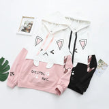 Harajuku Funny Women Hoodies 100% Cotton Winter Plus Fleece Cute Pink Anime Sweatshirt Teen Girl Kawaii Long Sleeve Y2K Hoodie