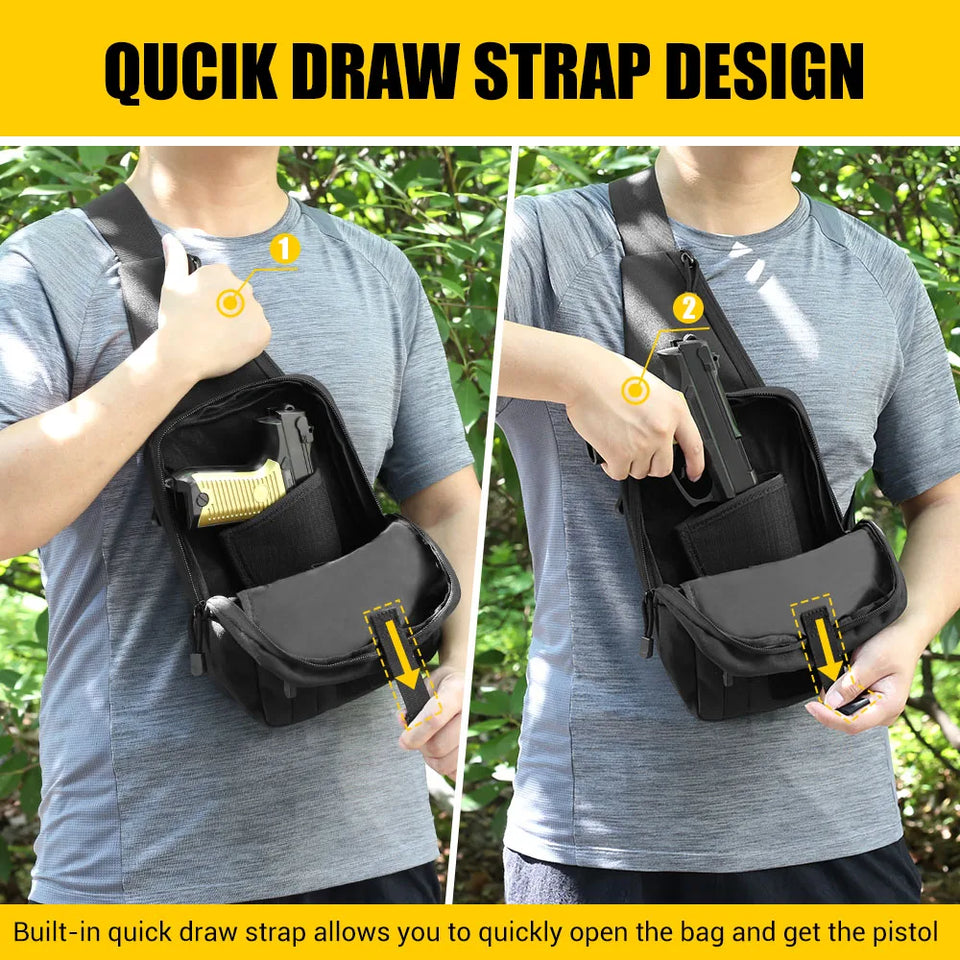 Concealed Carry Bag Tactical Crossbody Sling Backpack Shoulder Gun Holster Bag Chest Pack EDC Pouch Pistol Holster Bag Hunting