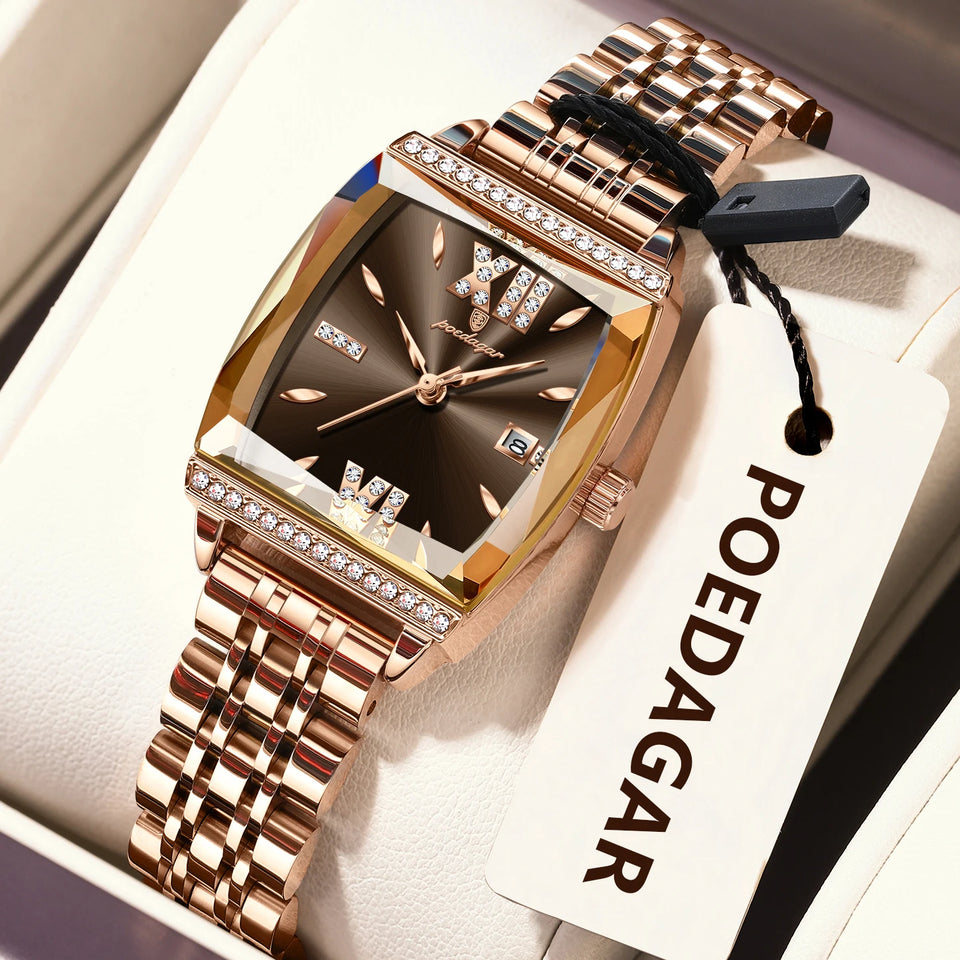 POEDAGAR Fashion Watch For Woman High Quality Waterproof Date Elegant Ladies Watch Stainless Steel Original Women Quartz Watches