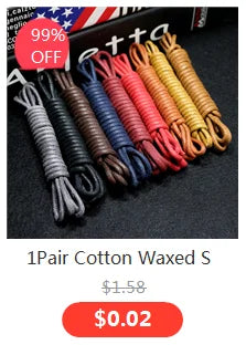 1Pair Waxed Cotton Shoelaces 8mm Width Flats Waterproof Shoe laces Unisex Boots Casual Sneakers Shoelace Leather Laces Shoes