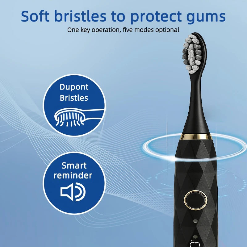 Electric Toothbrush Rotary Cleaning Teeth Brush Waterproof Electronic Tooth Brush With Timer USB Rechargeable Toothbrush 10 head