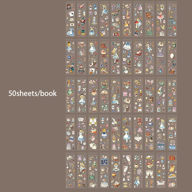 Mr.Paper 50Sheets/Book Fairy Tale Theme Die-cut PET Sticker Book DIY Journal Supplies for Phone Case Envelope Calendar Cup Decor