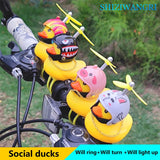 Bicycle Bell Black/Yellow Duck Cartoon Little Ducks Helmet Head Light Shining Duck Bicycle Bells Handlebar Bicycle Accessories