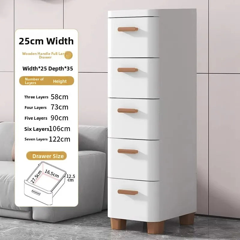 Narrow Space Storage Cabinet Drawer Style Kitchen Bathroom Multi-layer Organizer Shelf Wall Mounted Rectangular Plastic Storage