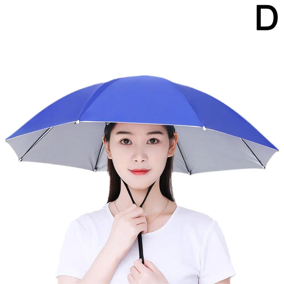 Hands-Free Umbrella Hat For Fishing Sun Protection Head-Mounted Sunshade For Outdoor Gardening Hiking Foldable Rain Cap