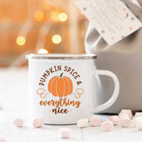 Pumpkin Spice and Everything Nice Enamel Mug Halloween Camping Mug Autumn Home Decor Fall Coffee Mug Festive Gifts for Kids