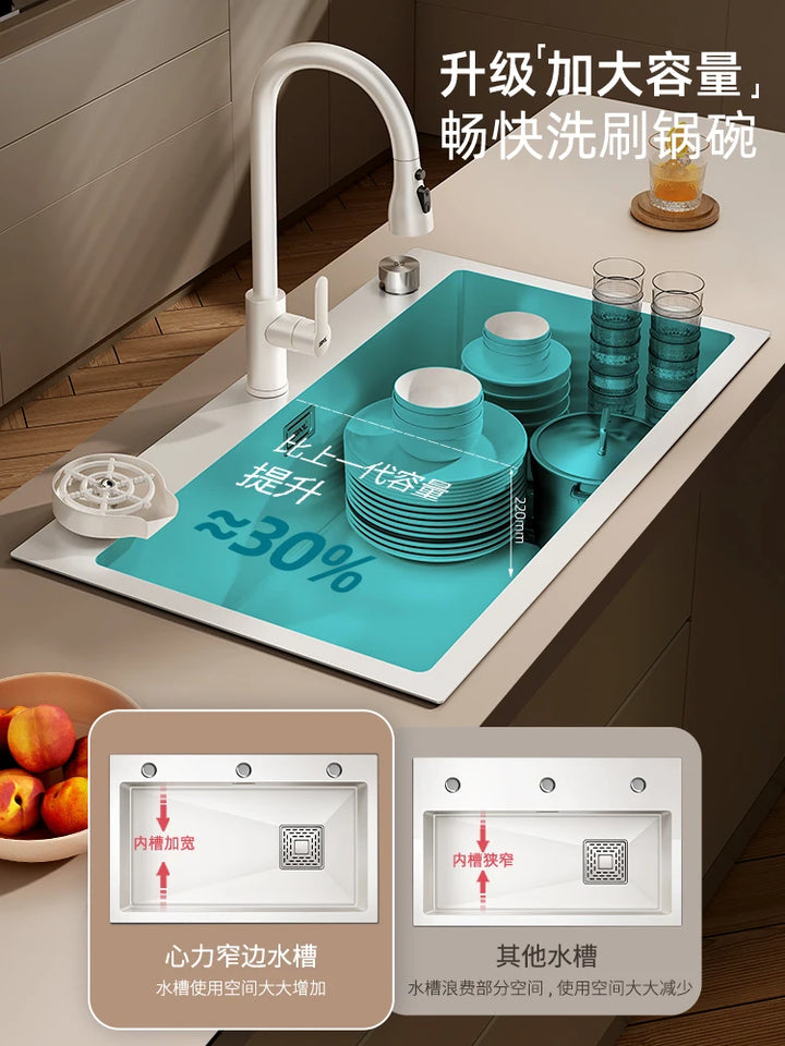 White Kitchen Sink, Stainless Steel Vegetable Sink, Large Sink Under The Table