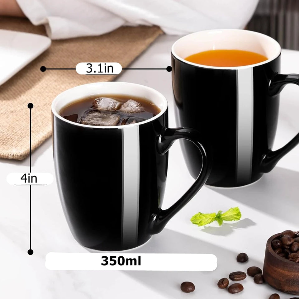 1 Pack Coffee Mug Ceramic Coffee Cups Ceramic 350ml Large Coffee Mug for Latte Tea Cappuccino Cocoa-Microwavable Black Red Cup