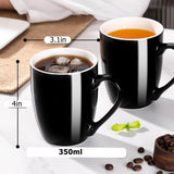 1 Pack Coffee Mug Ceramic Coffee Cups Ceramic 350ml Large Coffee Mug for Latte Tea Cappuccino Cocoa-Microwavable Black Red Cup