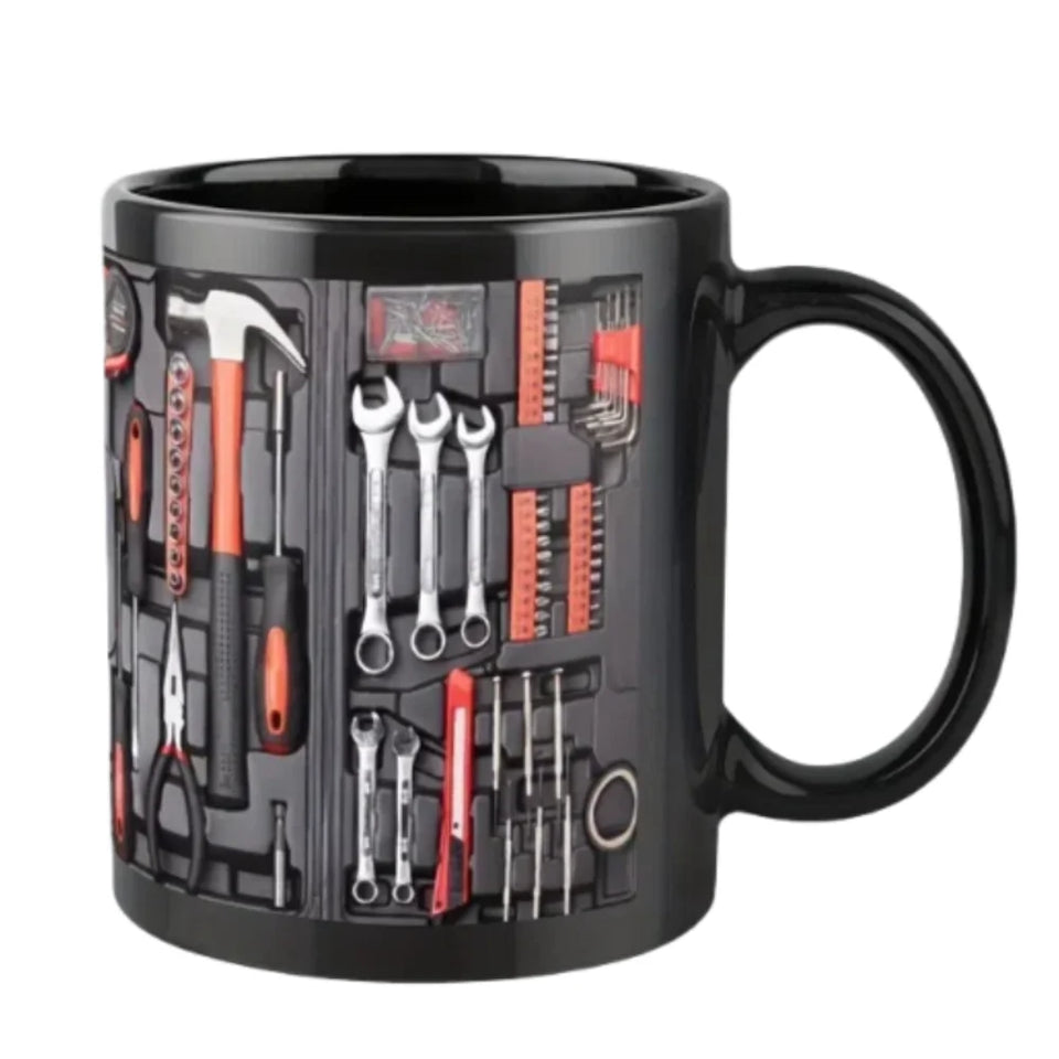Funny 325ml Coffee Mug Ceramic Toolbox Design Mechanic Water Cup Sturdy Wrench Pattern Mechanic Mug Auto/Car Mechanic Gift