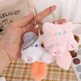 Kawaii Plush Brooch Coffee Cat Plush Keychain Soft Stuffed Cute Cat Plush Doll Colorful Ins Animal Plush Key Chain Kid Girls