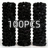 1/30/60/100pcs bulk satin scrunchies 100colors  women small 6.5cm headwear hair ties accessories casual cute black coffee